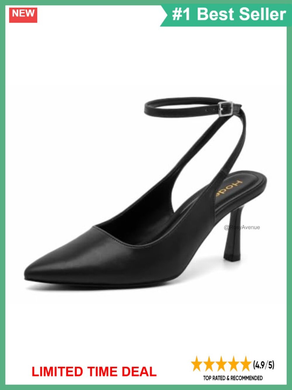 Kitten Heels Pointed Toe Slingback Adjustable Strap Dress Pumps